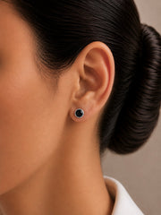 5mm black cz stone bezel setting studs in pure silver