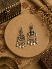 Round handmade texture gypsy earrings in pure silver