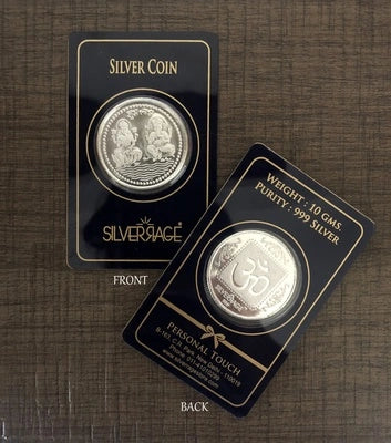 999 Silver, 10g Lakshmi-Ganesha pattern coin (single piece)