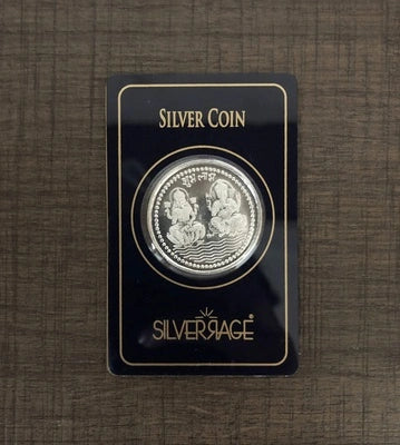 999 Silver, 10g Lakshmi-Ganesha pattern coin (single piece)