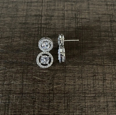 9mm and 1.1 cm multi cz stone attached studs in pure silver