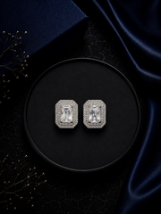 Octagon (eight sided) multi cz stone studs in pure silver
