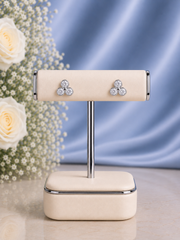 5mm three cz stone bezel setting studs in pure silver