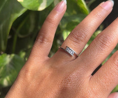 Three small cz stone ring in pure silver