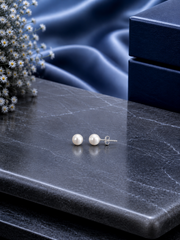 5mm Swarovski pearl studs in pure silver