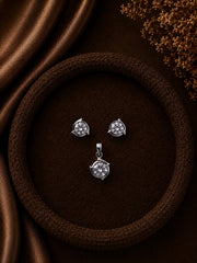 6mm cz stone curved border studs with a 7mm cz pendant in pure silver