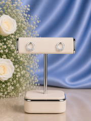 Three cz stone round ring studs in pure silver
