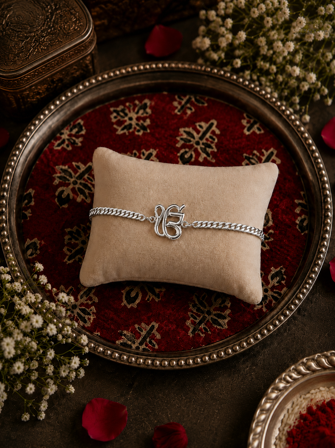 Ek Onkar adjustable chain style bracelet in pure silver