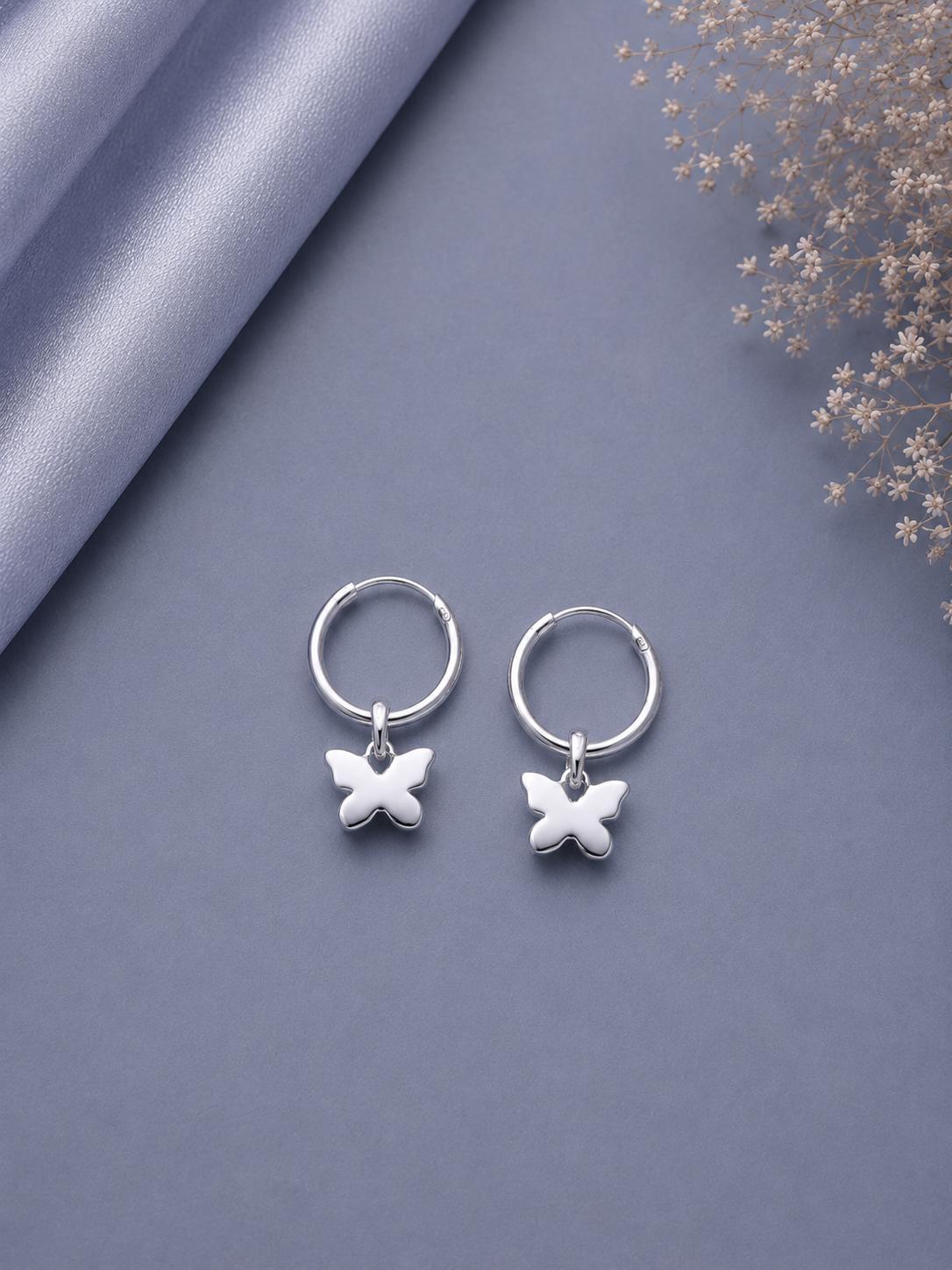 2cm balis with flat butterfly drops in pure silver