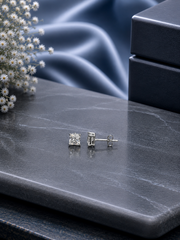 5mm single square cz grain setting studs in pure silver