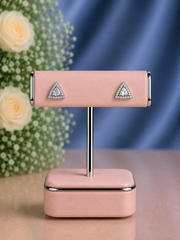 Multi cz triangle studs in pure silver