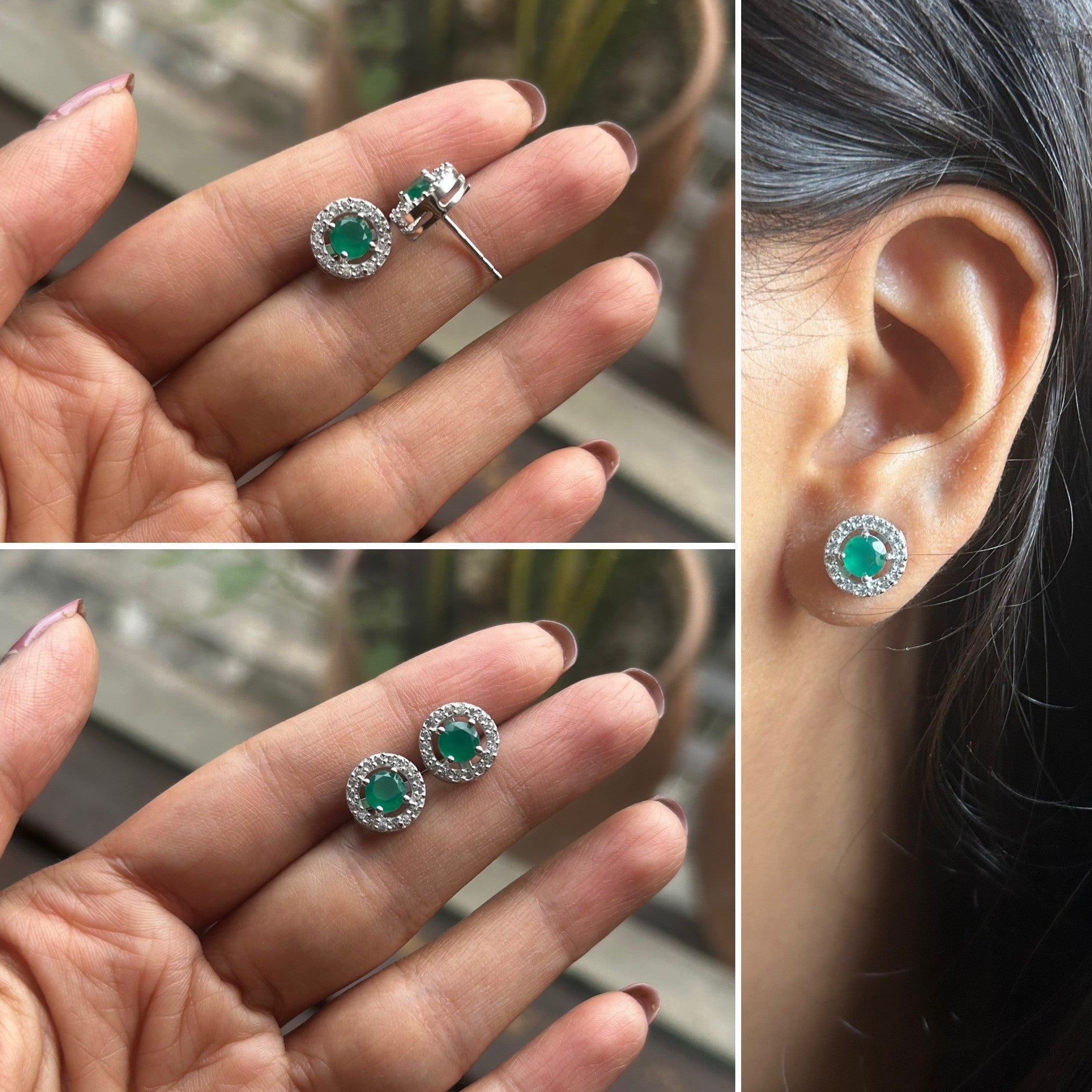 Pure silver 9mm multi cz stone studs