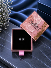 5mm single square cz grain setting studs in pure silver