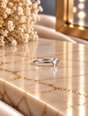Minimal star pattern ring in pure silver