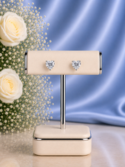 7mm heart cz studs in pure silver