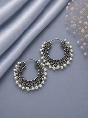 3 cm filigree balis with multiple pearls in pure silver