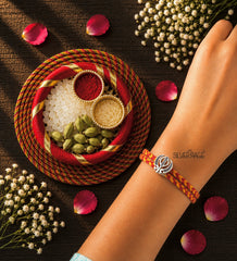 Silver Khanda motif rakhi
