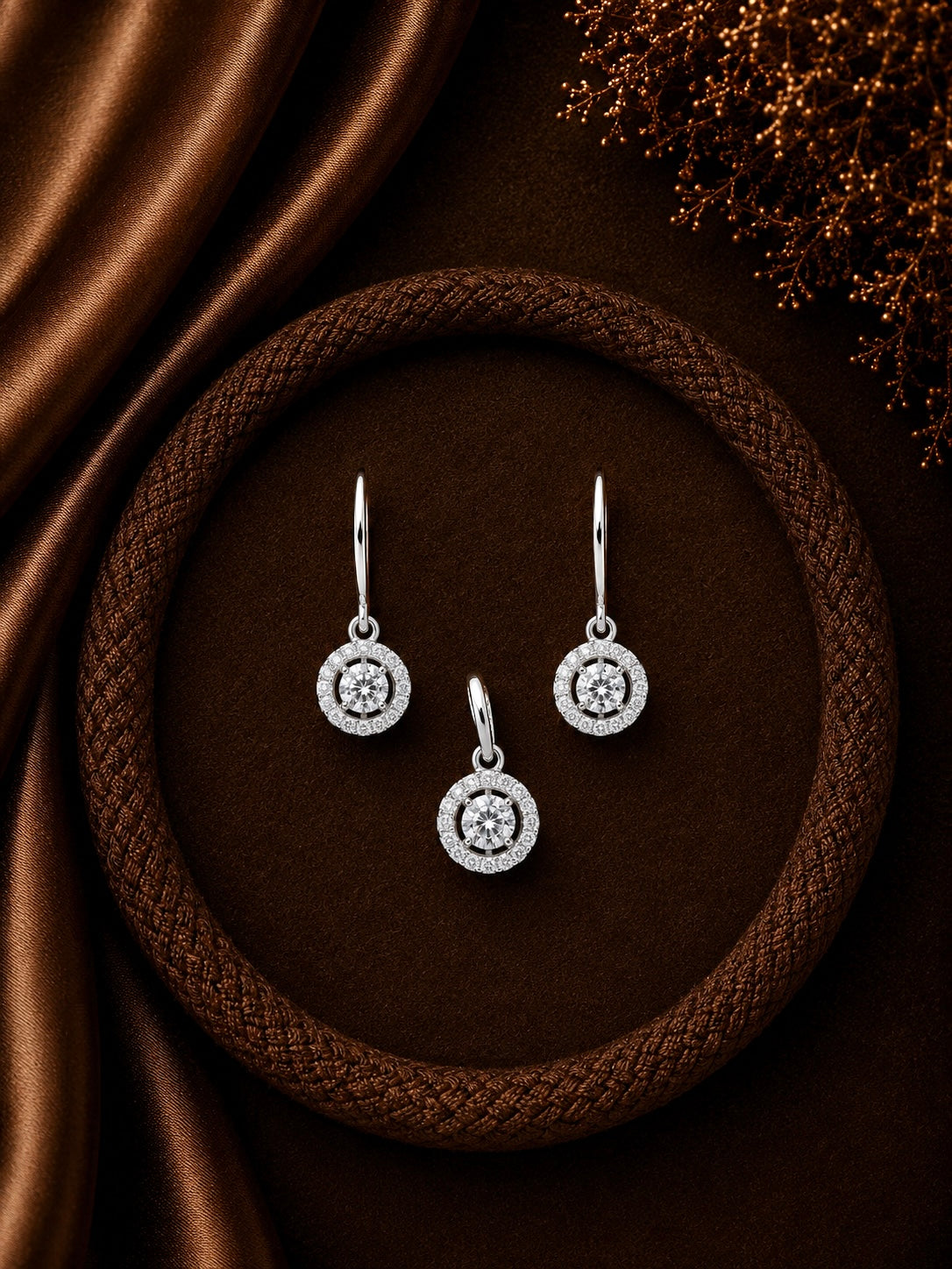 9mm multi cz stone hangings and a matching pendant  in pure silver