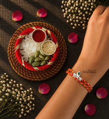Silver Krishna motif rakhi