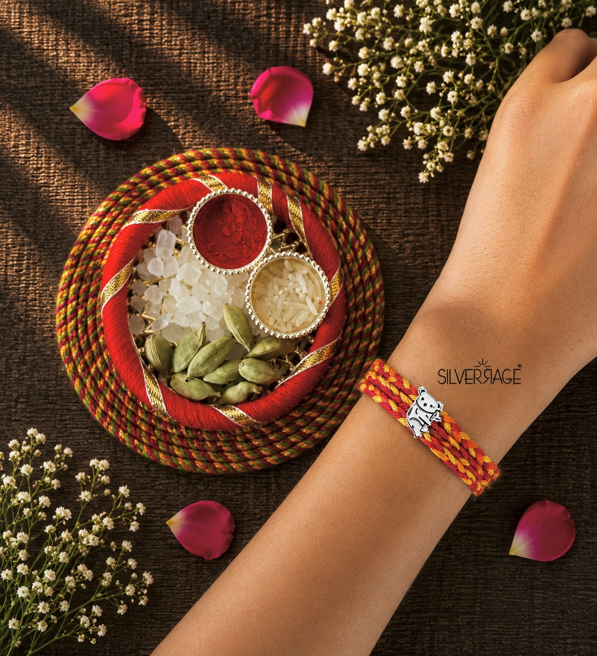 Cute Silver Panda motif rakhi