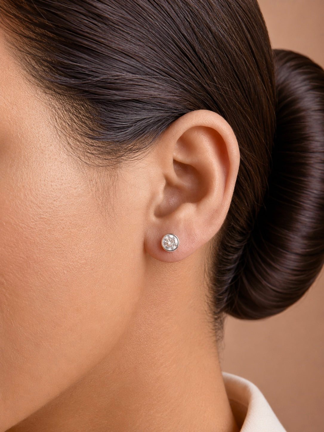 6mm single cz bezel setting studs in pure silver
