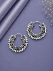 3 cm diameter single line shell pearl balis in pure silver