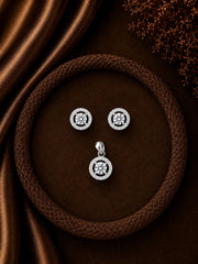 9mm multiple cz stone studs with a matching pendant in pure silver