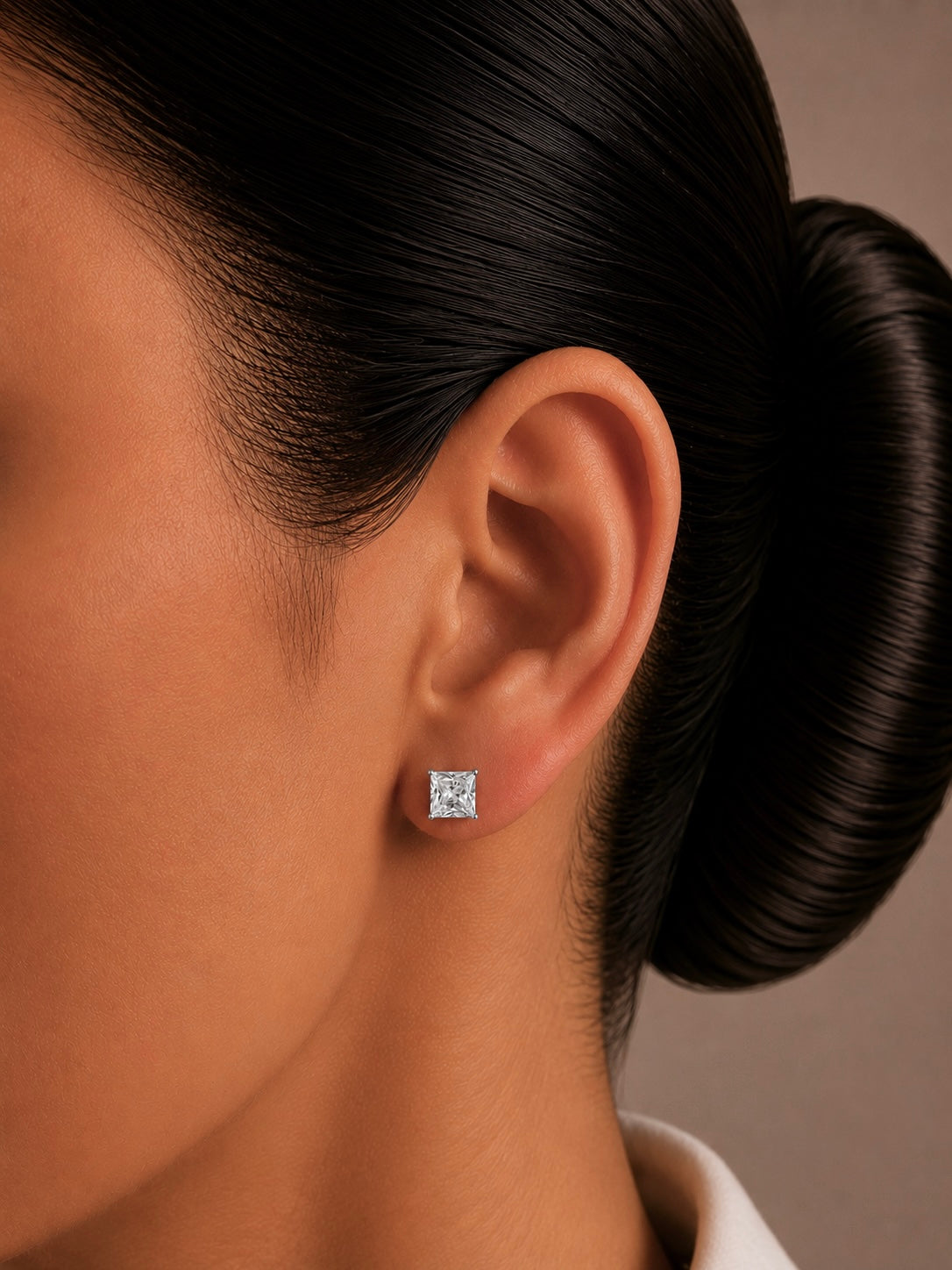 6mm single square cz grain setting studs in pure silver