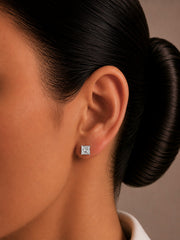 6mm single square cz grain setting studs in pure silver