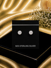 6mm single cz bezel setting studs in pure silver