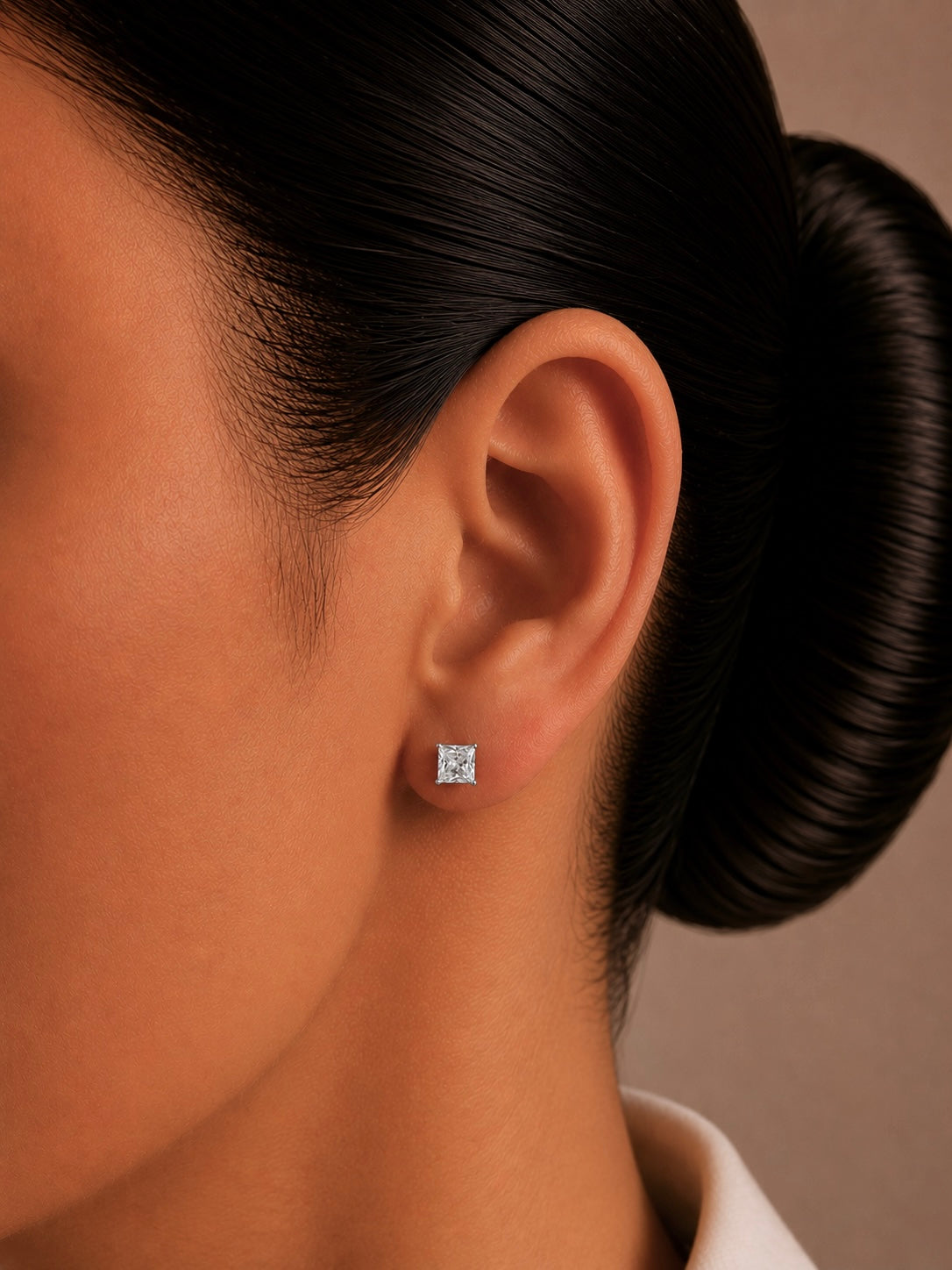 5mm single square cz grain setting studs in pure silver