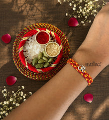 Silver Small Om Shape motif rakhi