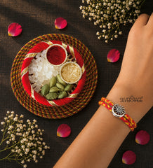 Silver Chand Suraj motif rakhi