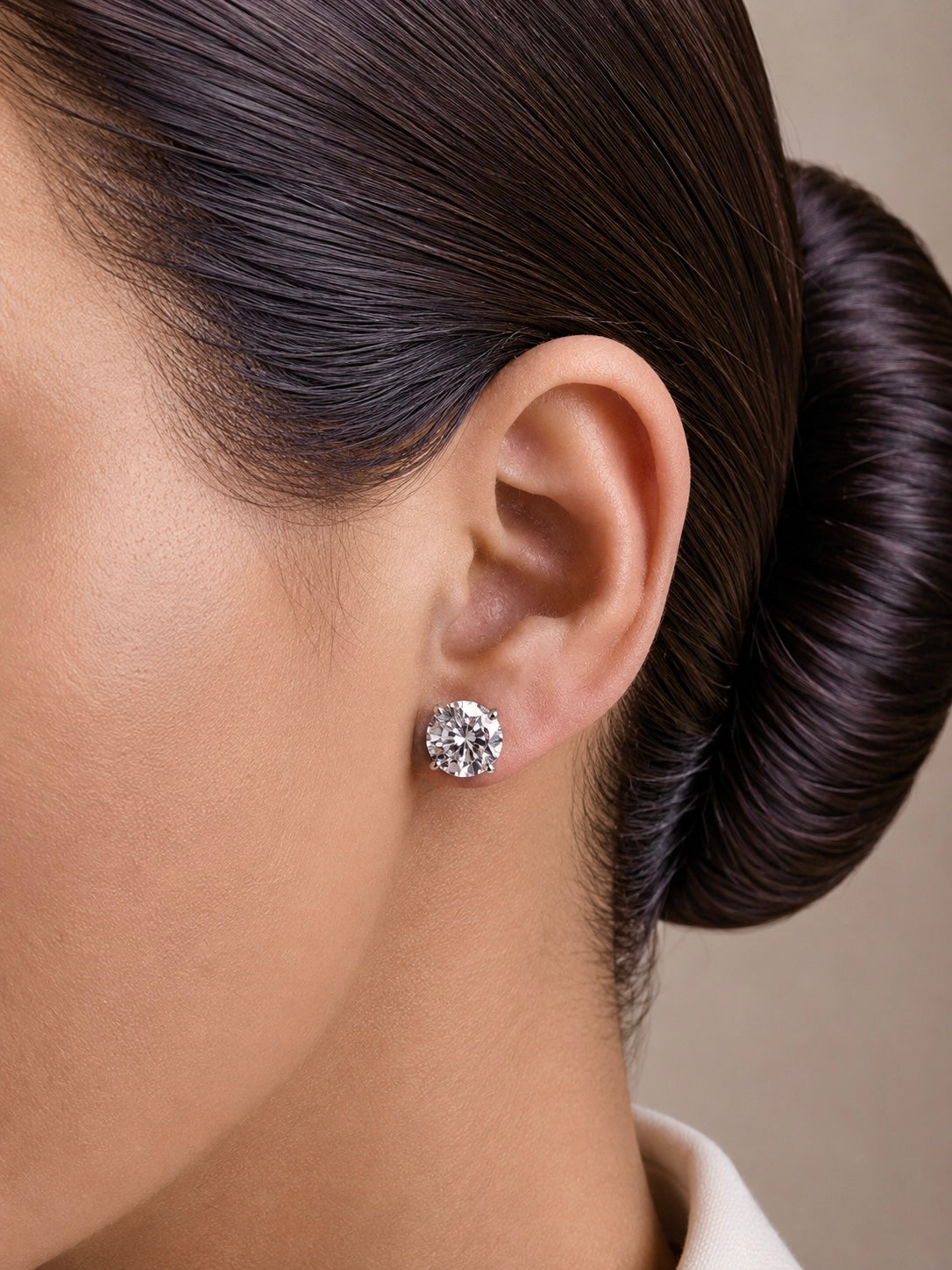 8mm single cz four prong grain setting studs in pure silver