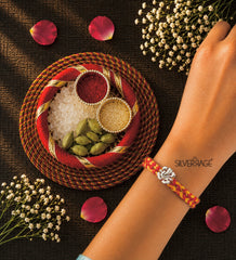 Silver Curved Ganesha Motif Rakhi