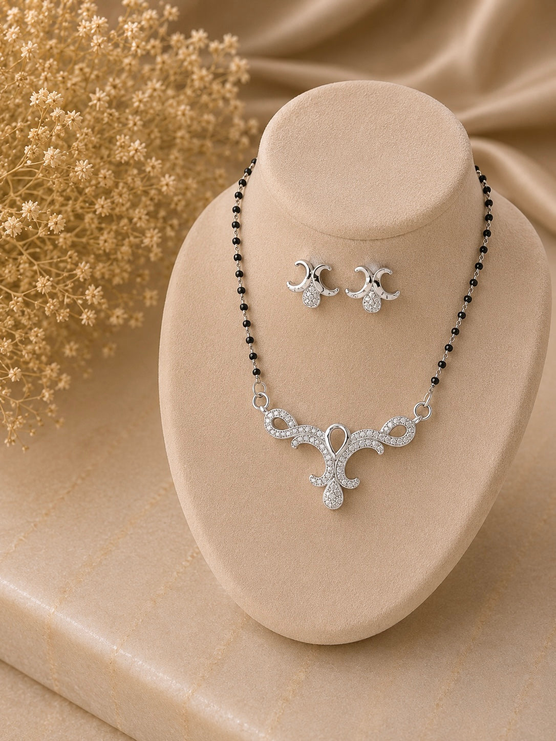 Multi cz Mangalsutra Set - 7 in pure silver