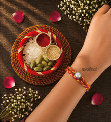Silver Pearl rava border rakhi