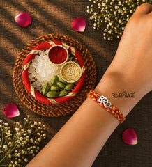 Silver BRO motif rakhi
