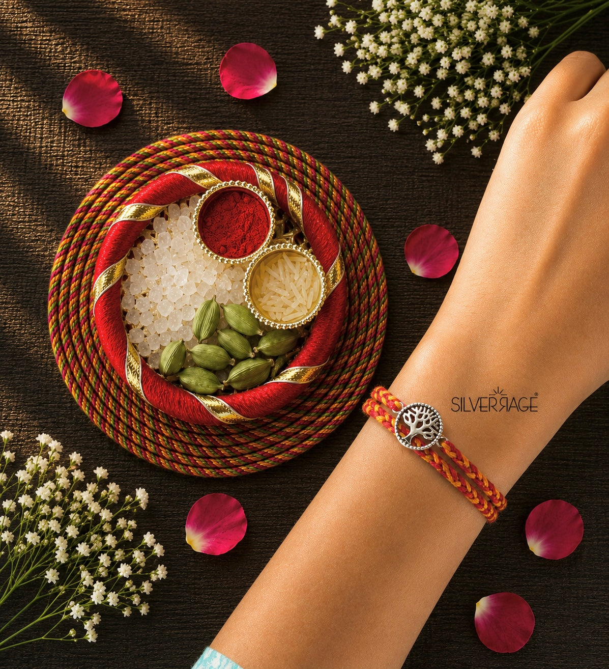 Silver Tree of Life Motif Rakhi