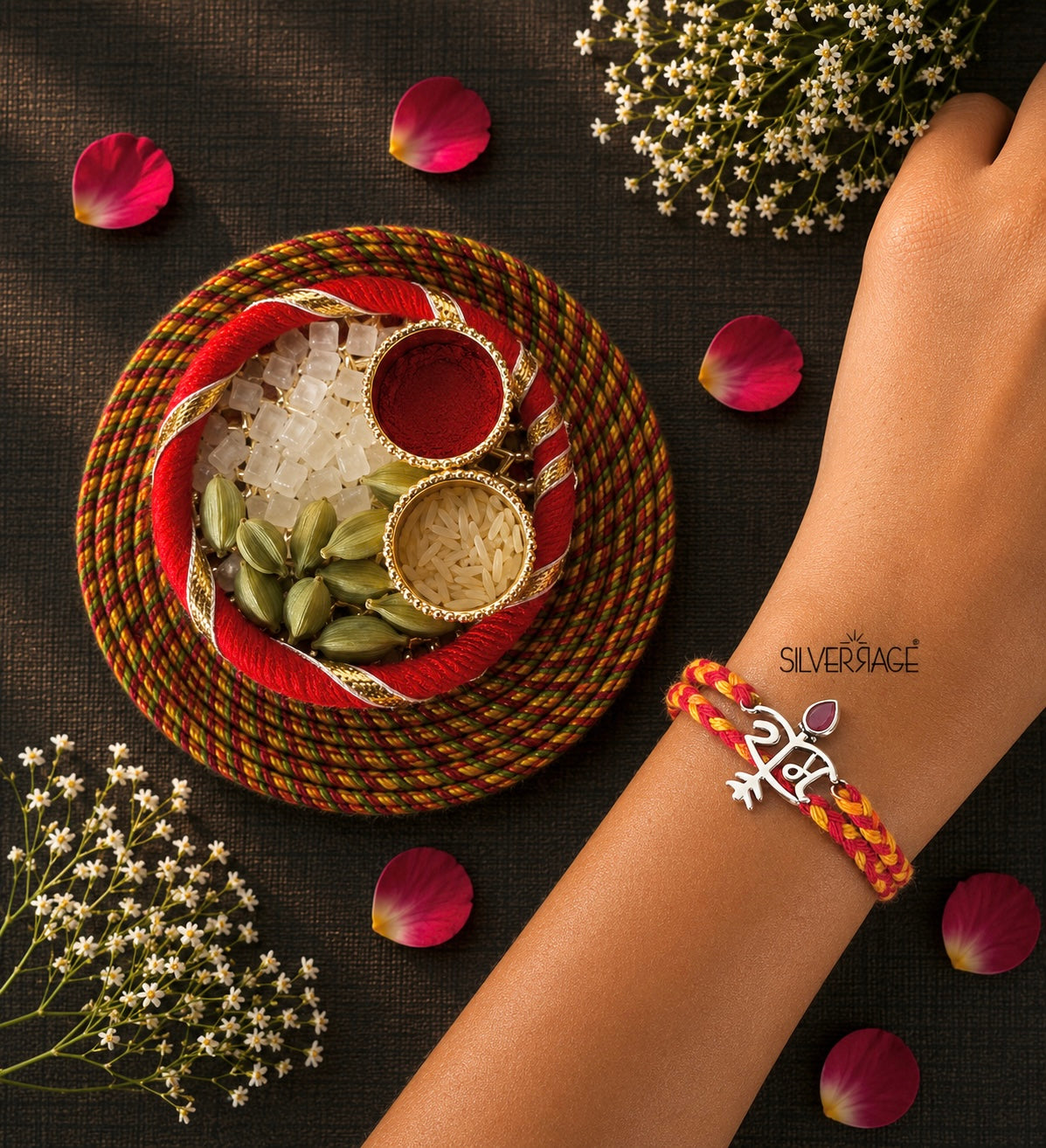 Silver Shri Ram motif rakhi