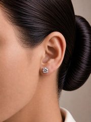 6mm single cz four prong grain setting studs in pure silver