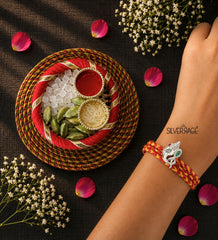 Silver Meenakari Face Ganesha motif rakhi