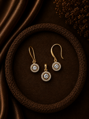 9mm multi cz stone hangings and a matching pendant with 22 kt. gold plating in pure silver