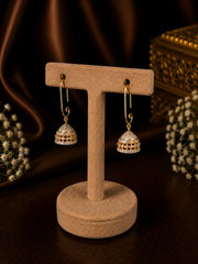 Gold plated multi cz stone studded jhumkas in pure silver