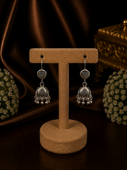 4.5 cm long circle and pyramid shape hanging jhumkas in pure silver