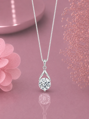 8mm cz stone inverted v pattern pendant with an 18'' chain in pure silver
