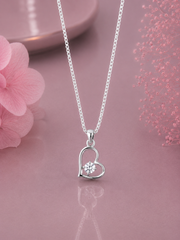 Valentine heart pendant with an 18'' chain made in pure  silver