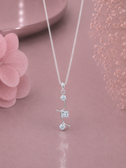 3 small stone pendant with an 18'' chain in pure silver