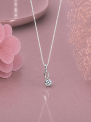 6mm single stone double paisley pendant with an 18’’ chain in pure silver