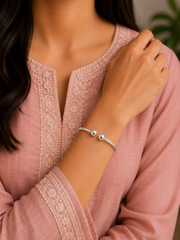 Rounded ends plain pure silver kada